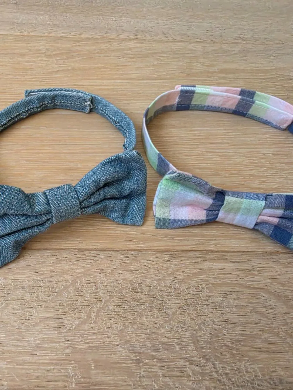 Set of 2 Nordstrom Boys Bowties Plaid & Denim Size 2T-3T